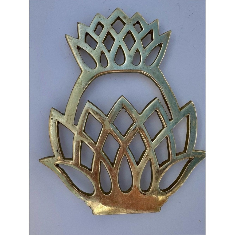 VTG 1976 Brass Trivet Pineapple Virginia Metalcrafters Welcome Housewarming